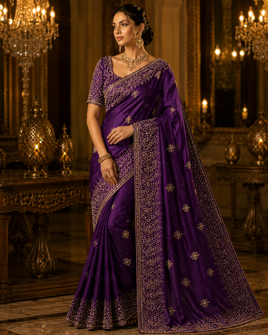 SANAL Signature Silk Saree with Stone Work – Pre Order