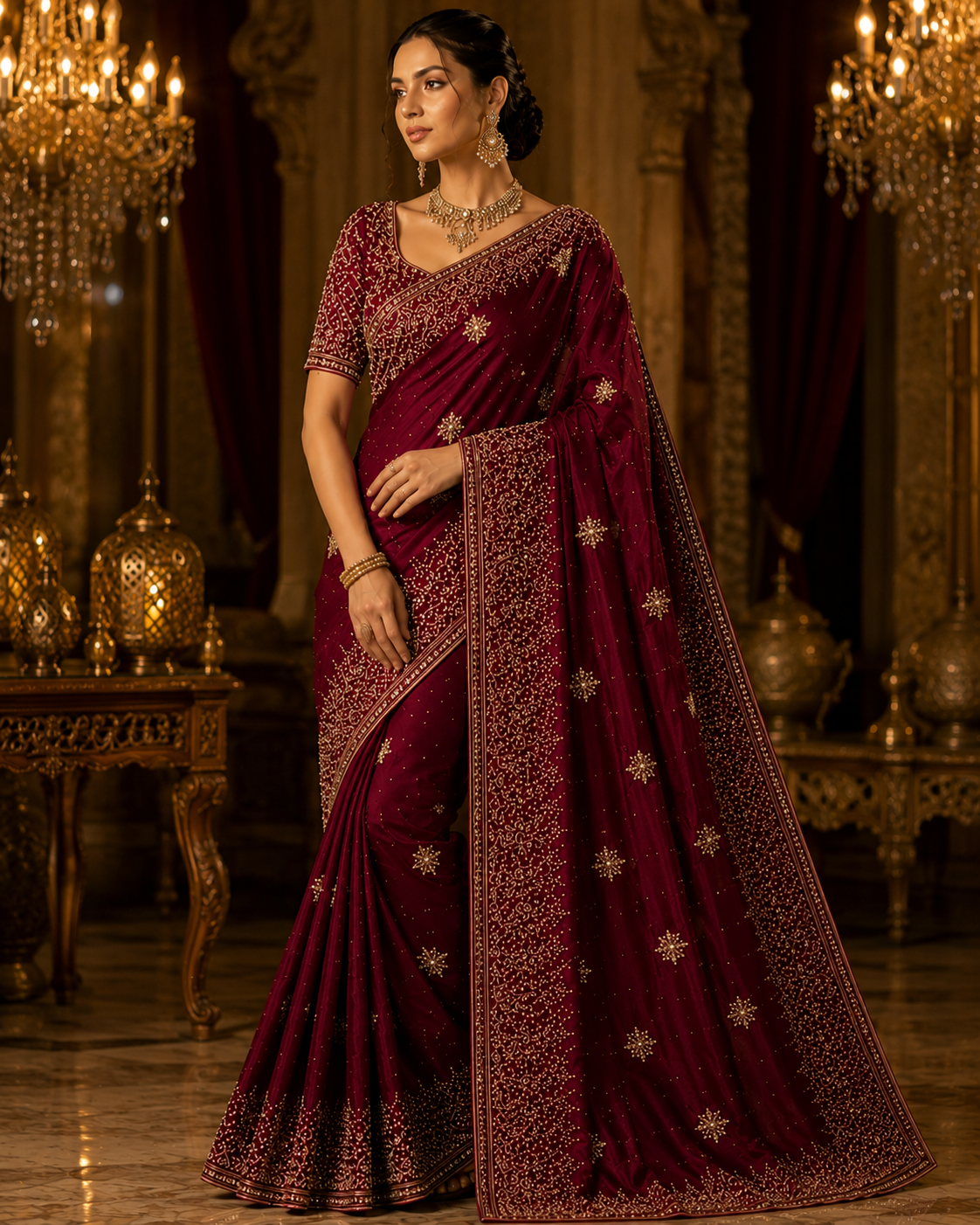 SANAL Signature Silk Saree with Stone Work – Pre Order