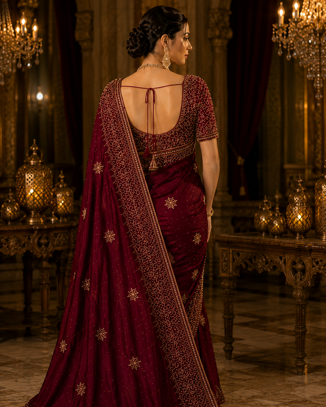 SANAL Signature Silk Saree with Stone Work – Pre Order