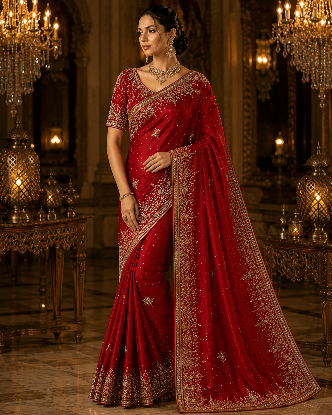 SANAL Signature Silk Saree with Stone Work – Pre Order
