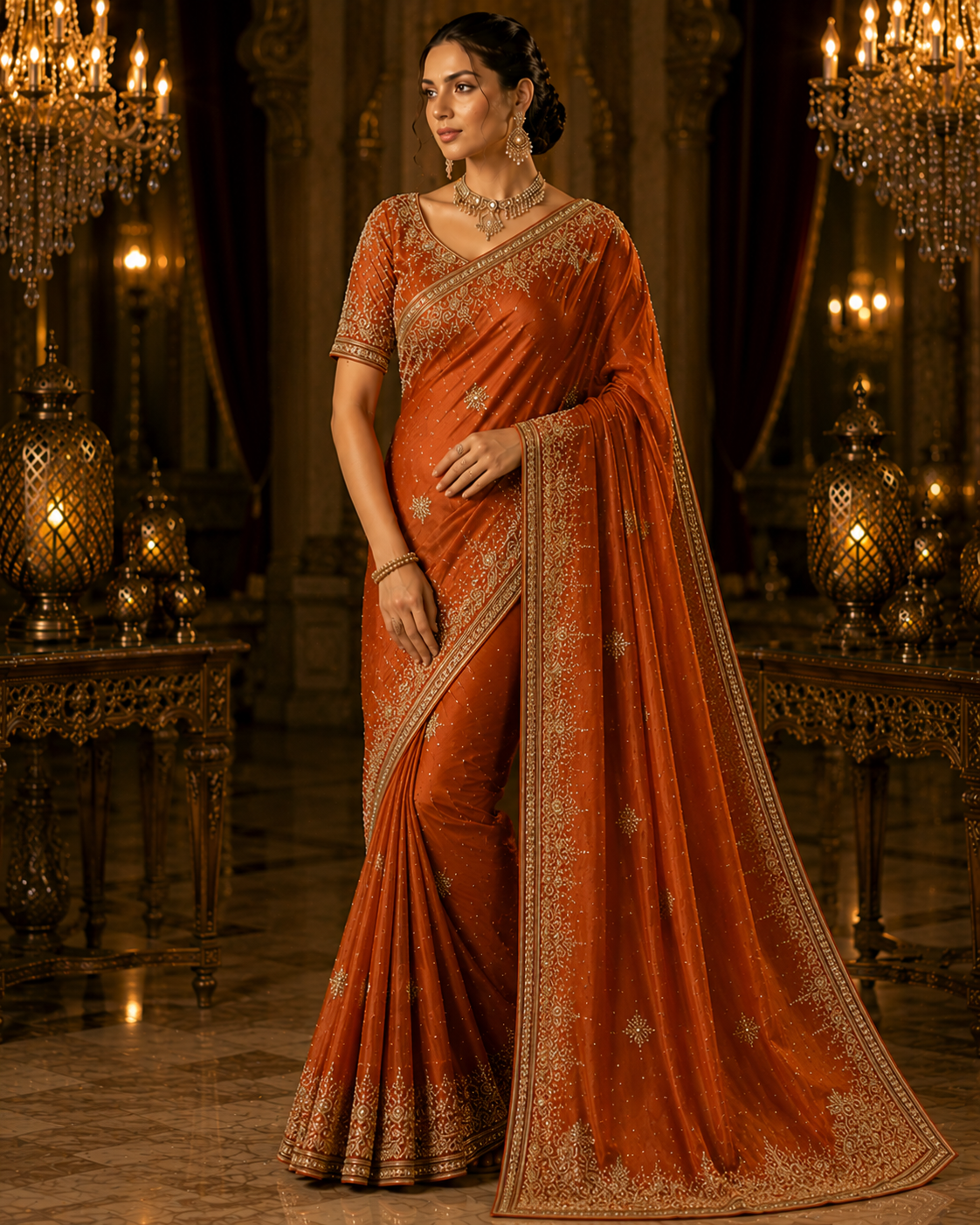 SANAL Signature Silk Saree with Stone Work – Pre Order
